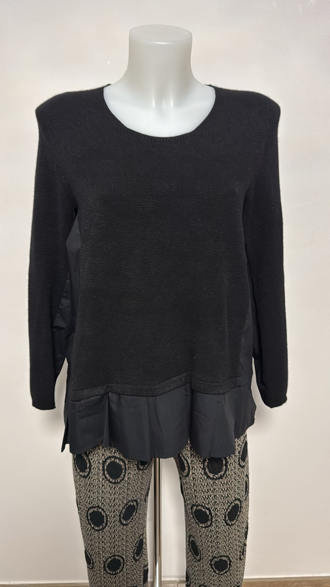 Wendy Trendy maglia in lana con greca in tessuto a contrasto