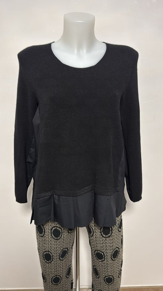 Wendy Trendy maglia in lana con greca in tessuto a contrasto