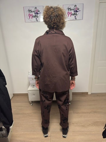 Giacca con motivo floreale in velluto