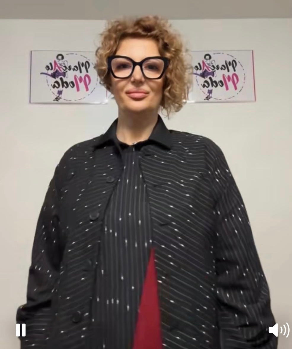 Giacca stile camicia gessata Wendy Trendy