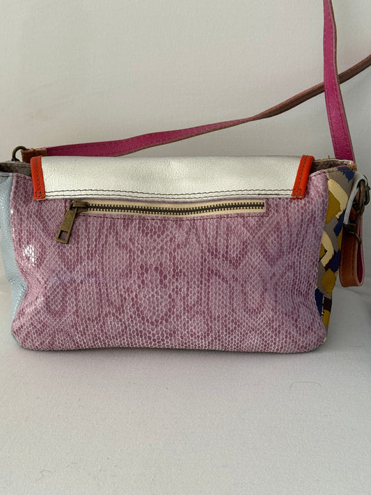 Tracolla oro/argento patch pelle