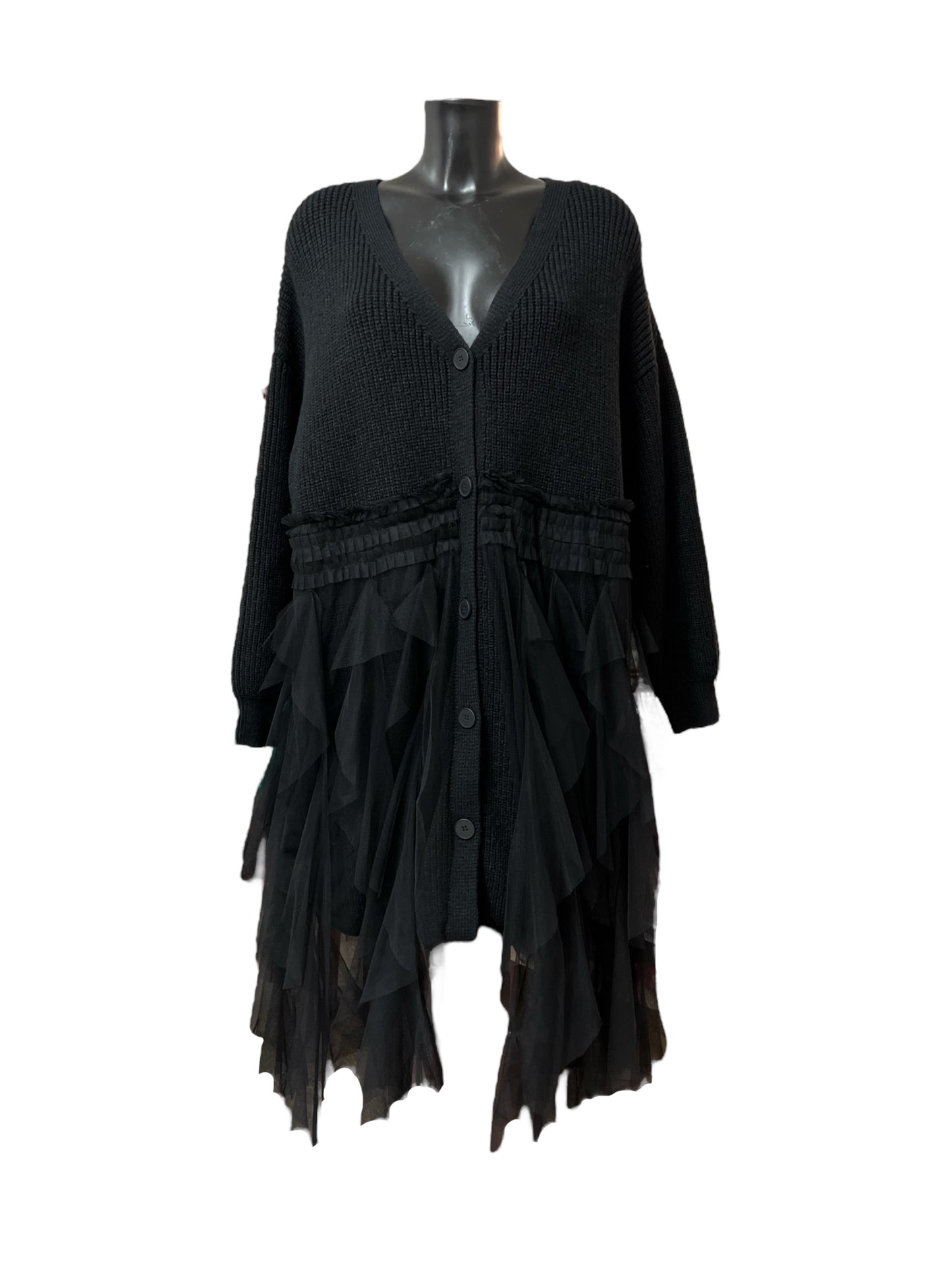 Fly Out Cardigan Style Dress with Tulle Bottom