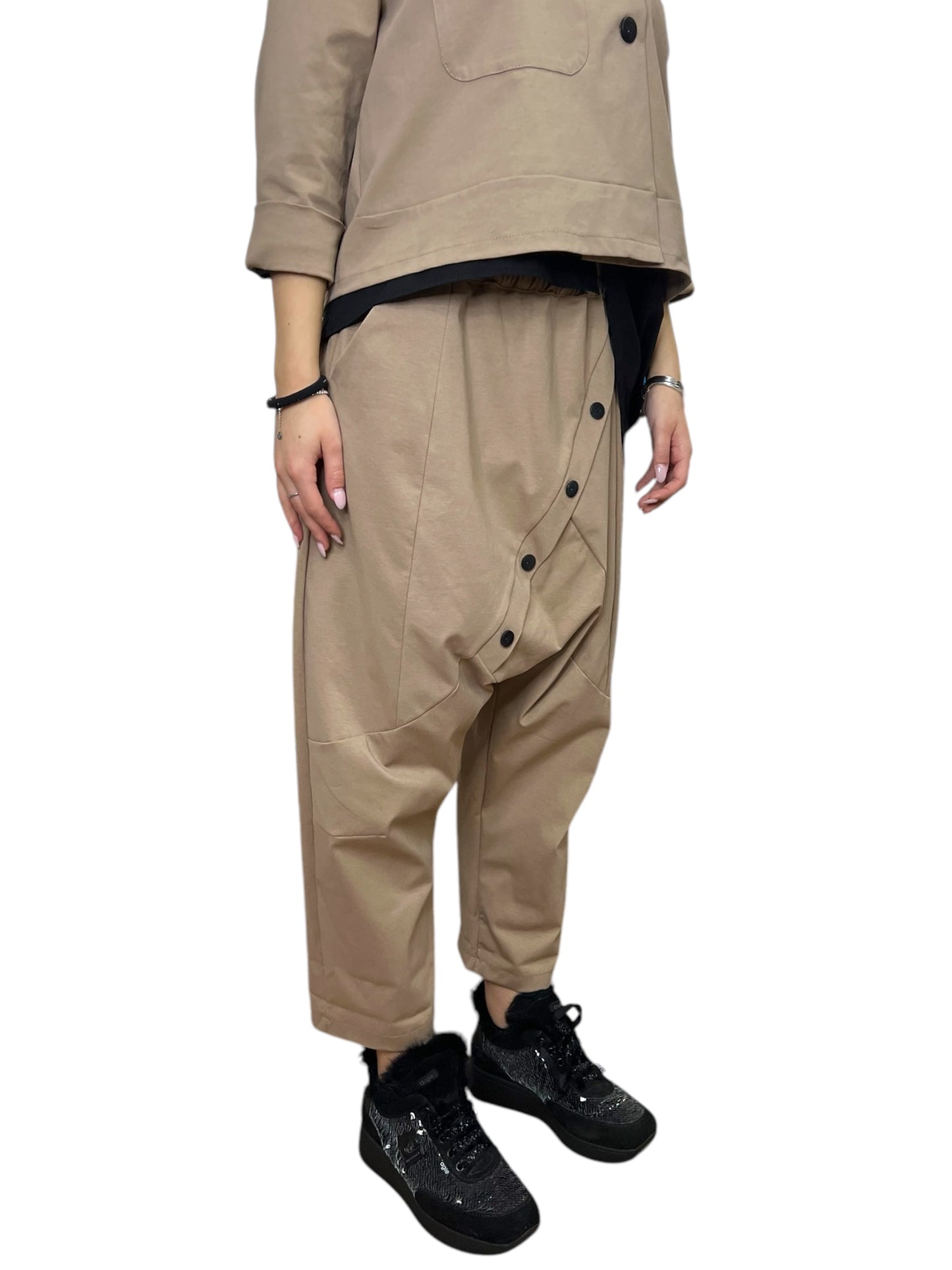 Sun Sun pantaloni a cavallo basso con bottoni obliqui