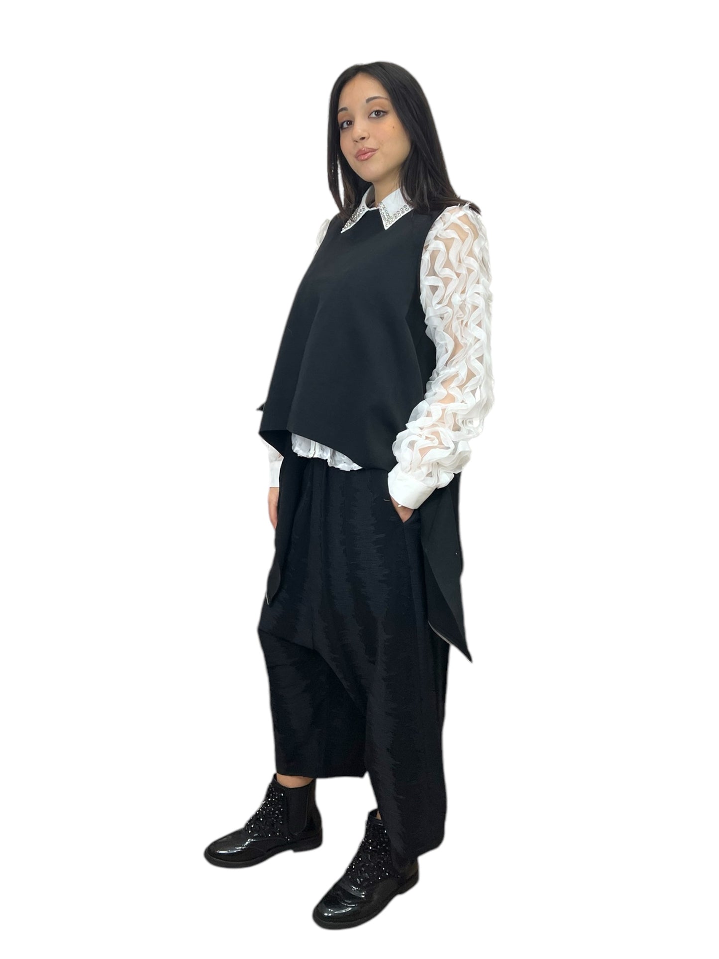 Wendy Trendy casacca smanicata con zip sul retro