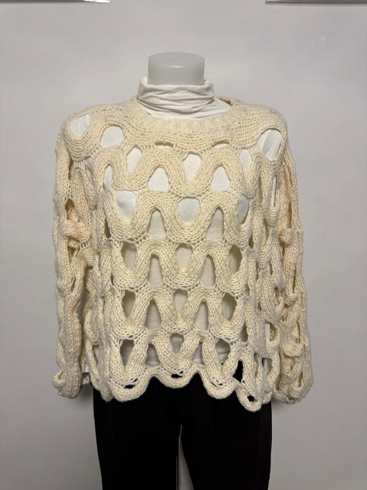 Pullover intrecciato con motivo ondulato