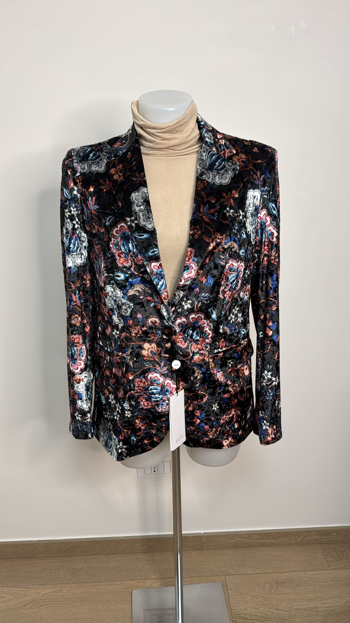 Giacca in ciniglia con pattern floreale