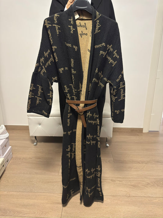 Spolverino con stampa scritta doppio tono