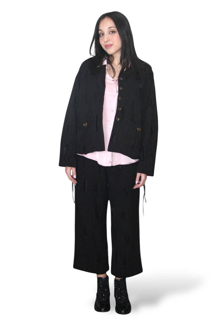 Wendy Trendy pantaloni dal taglio dritto effetto strappato