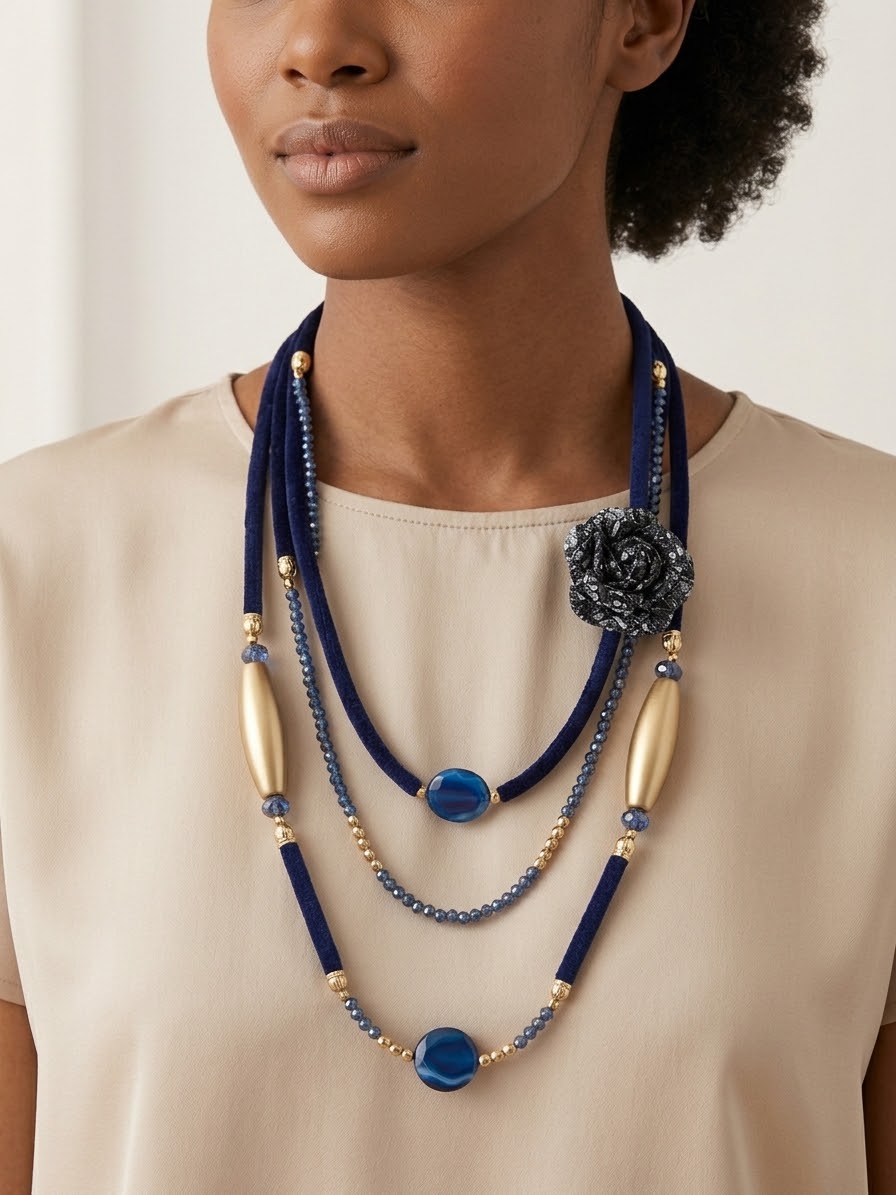 Collana multifilo velluto
