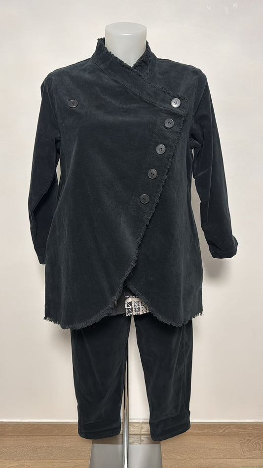 Wendy Trendy coordinato in velluto con abbottonatura trasversale