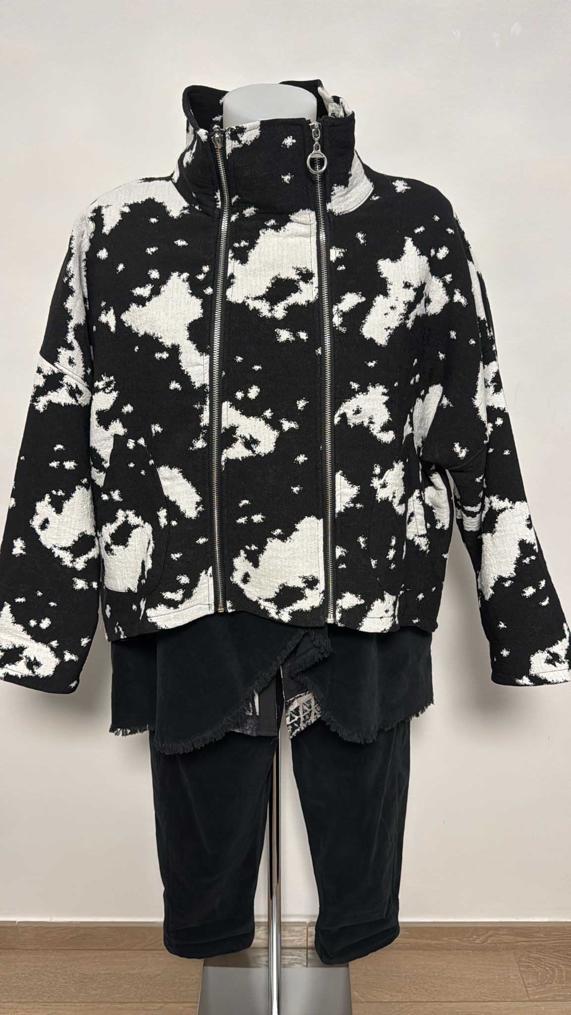 158C giacca a collo alto con doppia zip