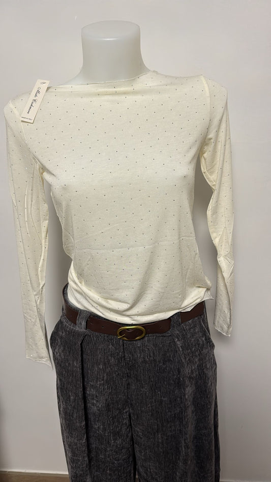 Sotto giacca in misto cachemire con strass