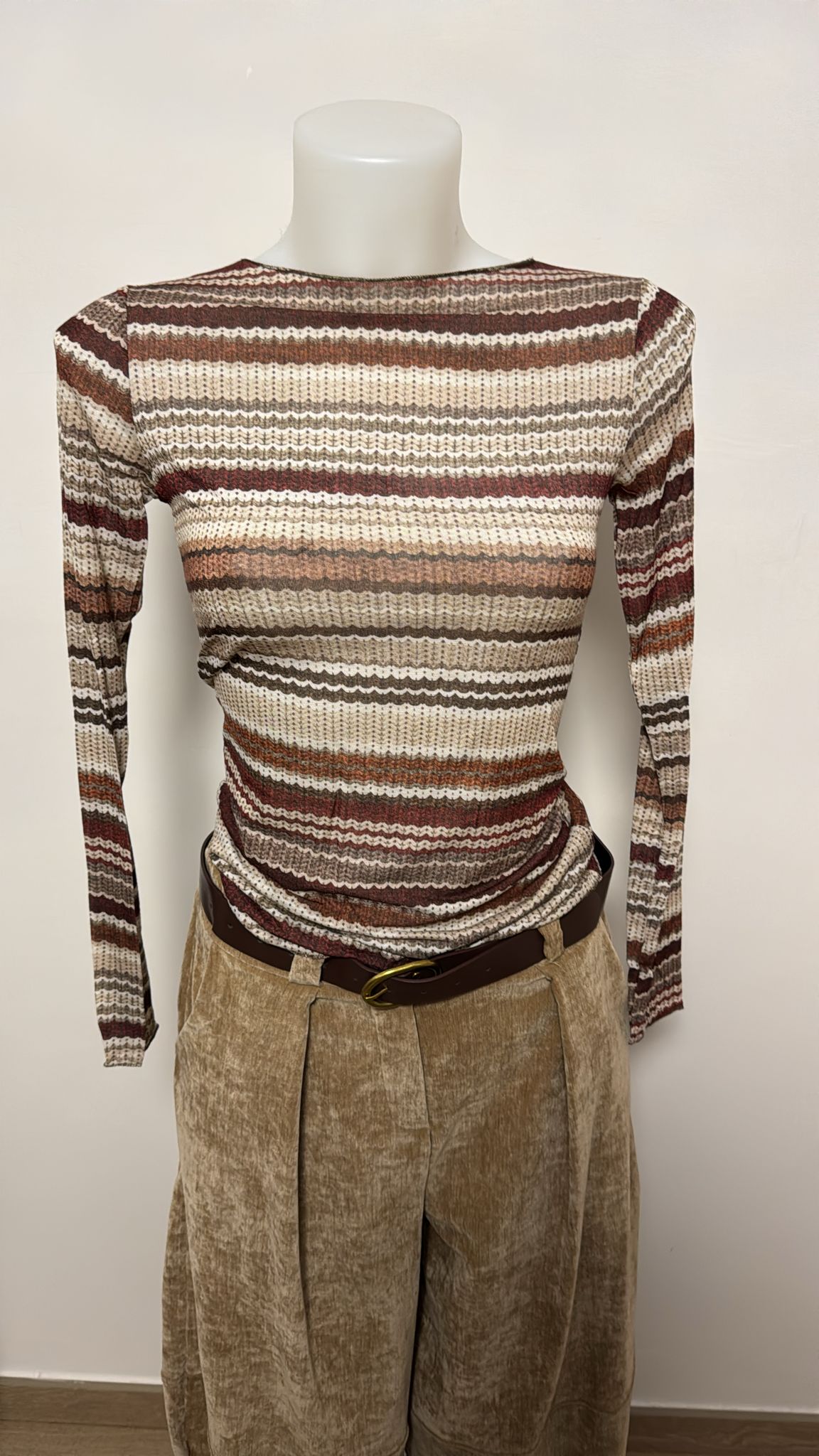 Sotto giacca misto cachemere a righe