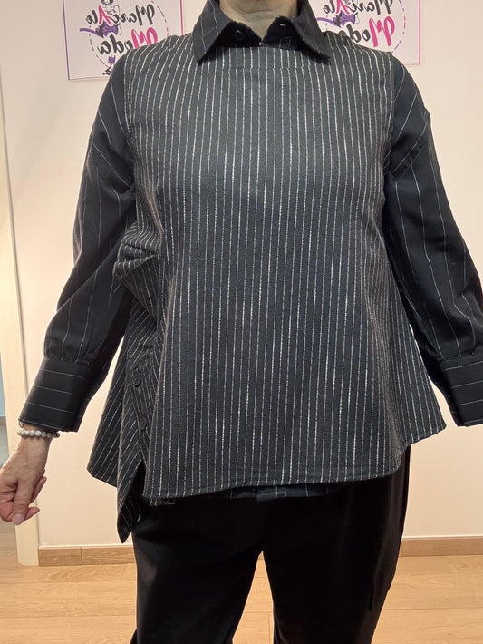 Gilet gessato senza bottoni