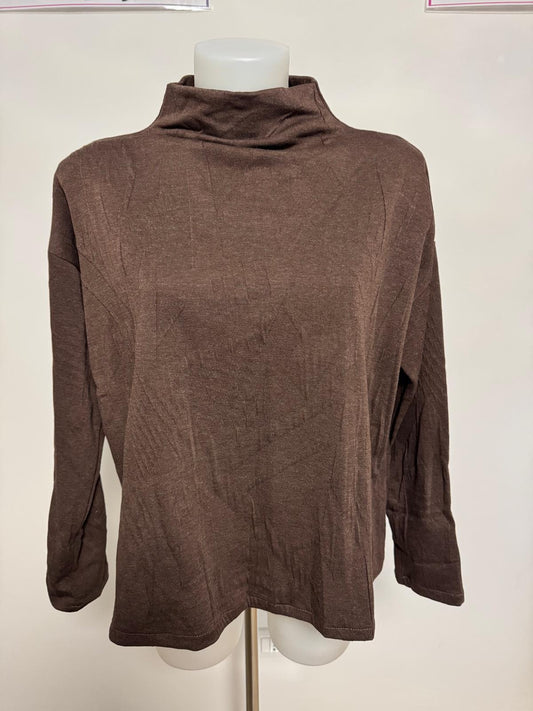 158C bluse tessuto simil lana in rilievo con mezzo collo e scollo a vulcano