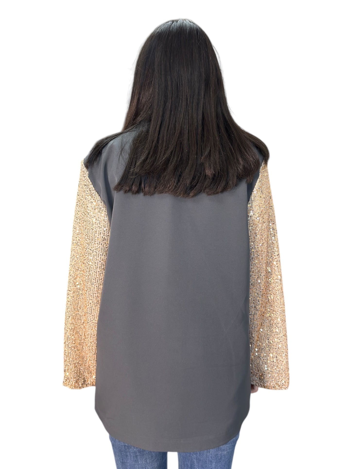 Blazer oversize con maniche a contrasto con paillettes