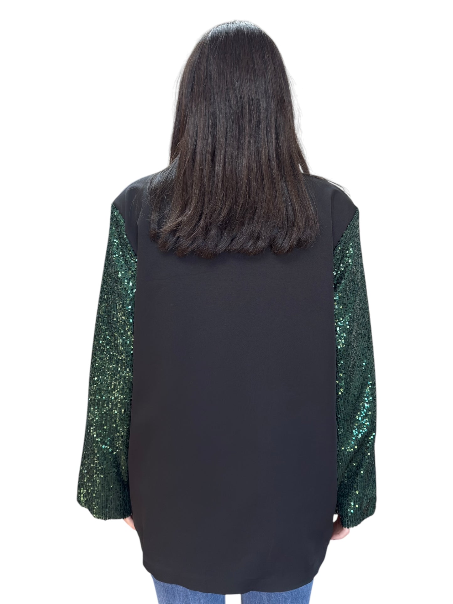 Blazer oversize con maniche a contrasto con paillettes