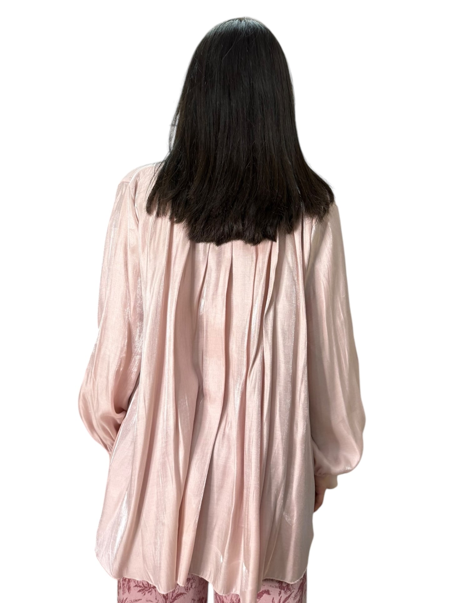 Blusa in organza con fiocco sul collo