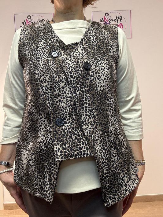 Gilet asimmetrico maculato