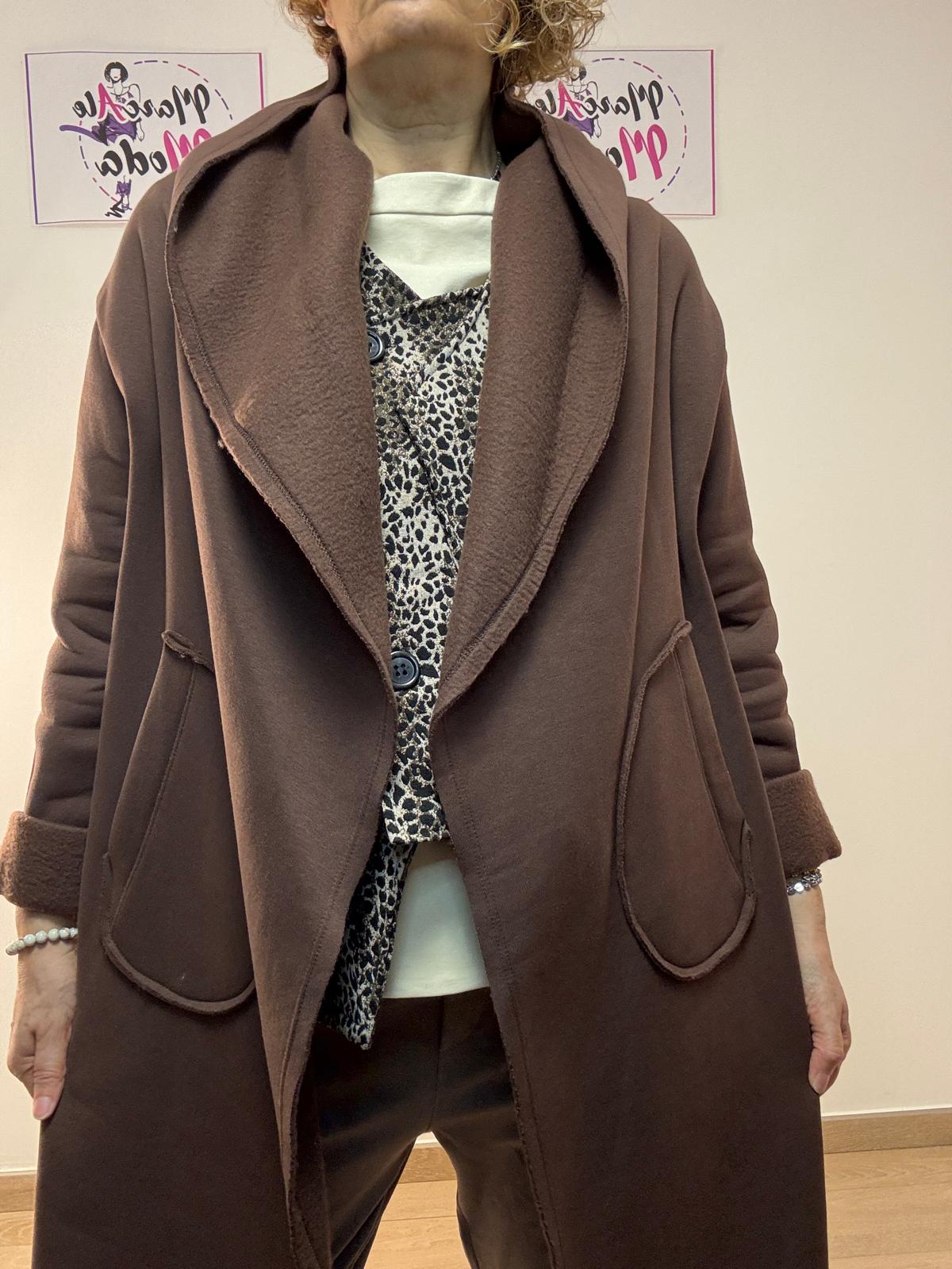 Cappotto in tessuto garzato con cappuccio