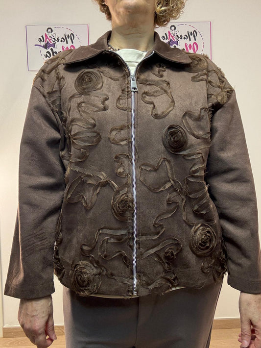 Giacca con colletto con lavorazione floreale
