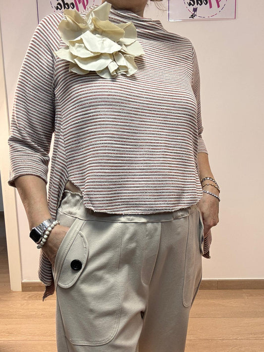 Pantaloni in punto milano con bottoni