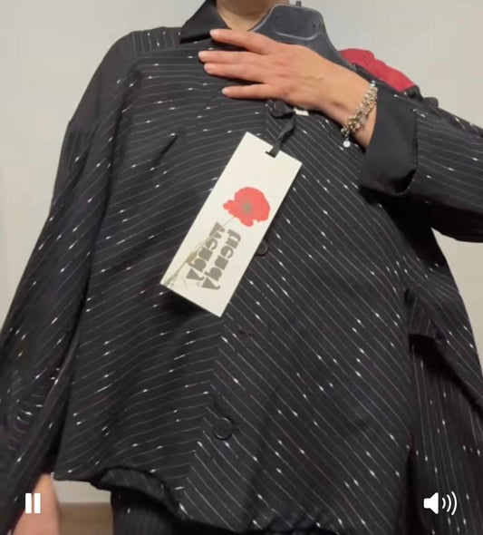 Giacca stile camicia gessata Wendy Trendy